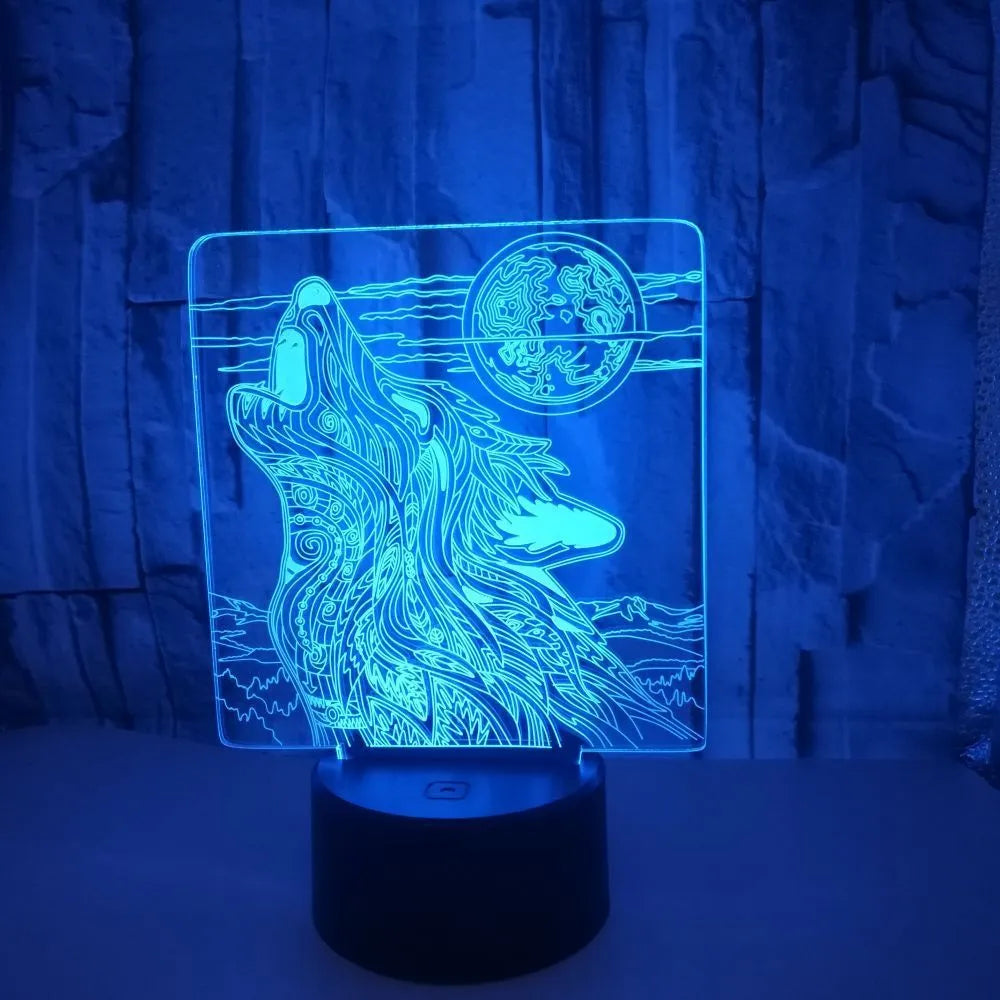 White base LED desk lamp with clear acrylic panel showing multi-colour gradient lighting.