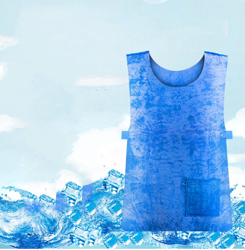 Unisex Ice Vest for summer heat relief, blue color, 61x40cm