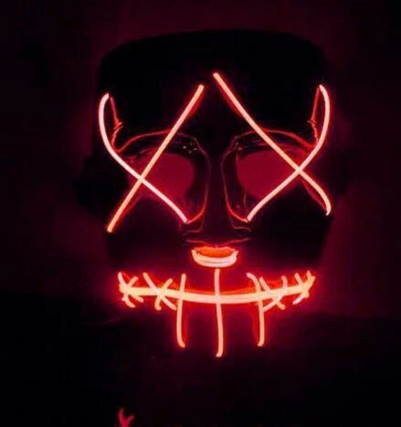 Halloween LED Glowing Full Face Mask with adjustable light modes and voice control feature