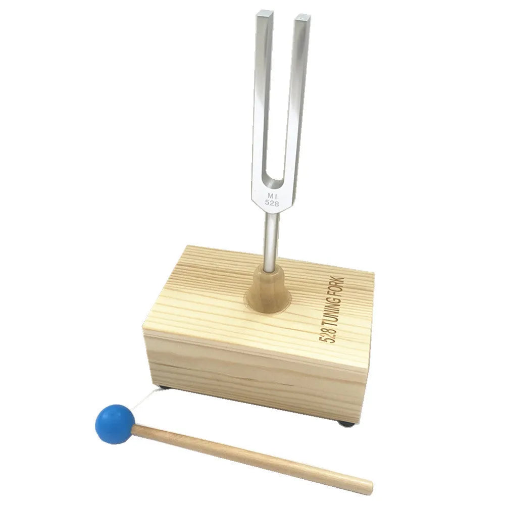 432Hz aluminium alloy tuning fork with speaker for sound therapy on kraft paper box