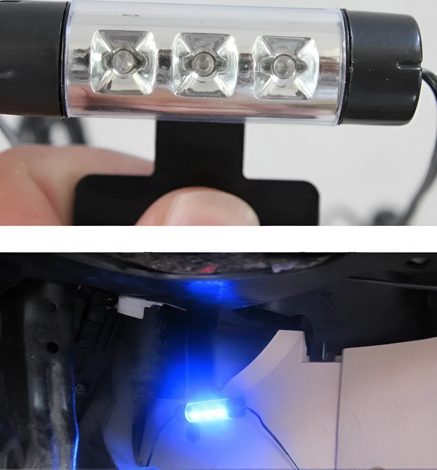 Blue car interior atmosphere footwell lights with 2-metre cable and cigarette lighter plug