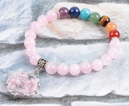 Crystal Beaded Bracelet with seven chakras design and powder crystal beads