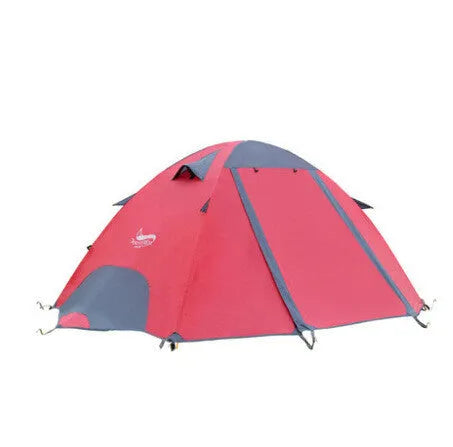 Wild couple tent in fruit green with spherical plaid outer and aluminium frame set up on grass