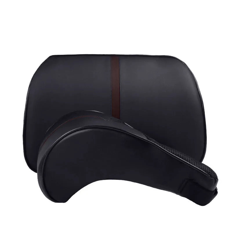Memory foam car cushion in leather with cotton filler for headrest or lumbar support