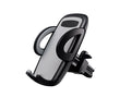 Black universal car air vent mobile phone holder with adjustable plastic clip mount
