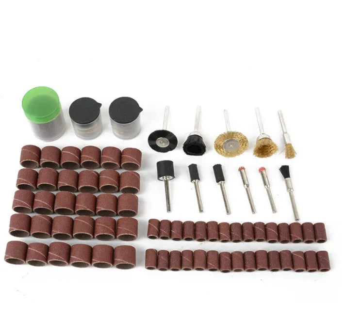 150 piece electric grinder accessories combo set with sandpaper rings and steel copper diamond wool attachments