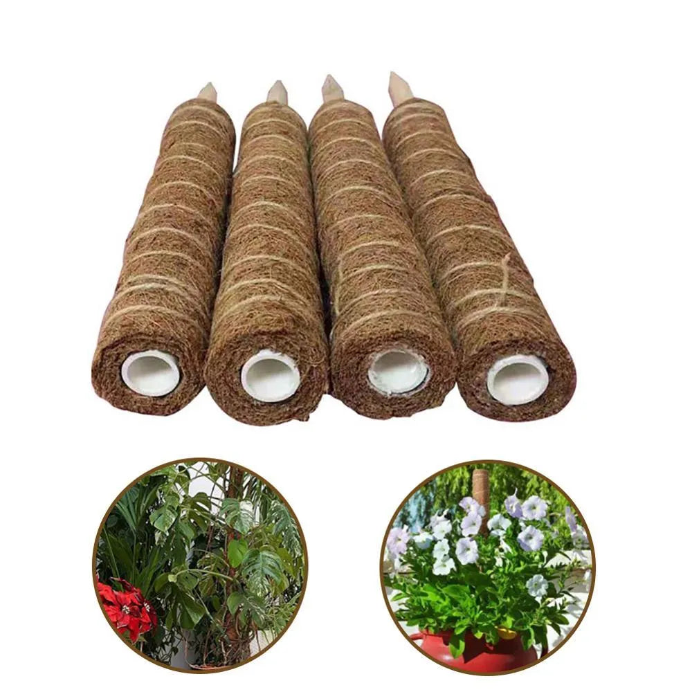 Natural coconut moss fiber totem pole for climbing plants with wooden pole and PVC connector