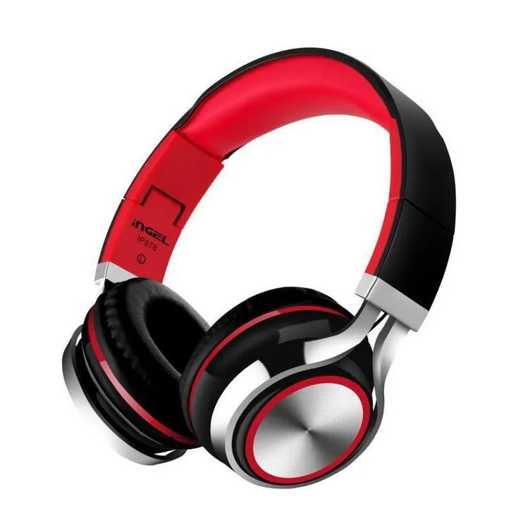 Folding wireless headset with 40mm speaker shown in black, blue and white colour options