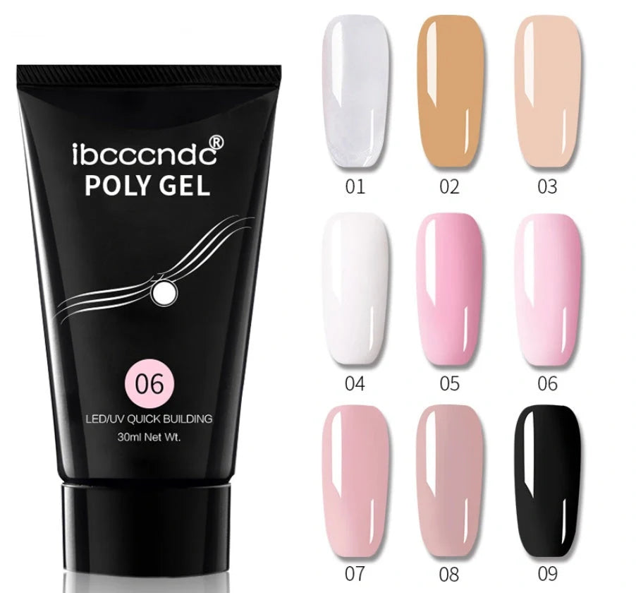 100-piece crystal transparent false nail set with solid-state extension glue and multiple sizing options