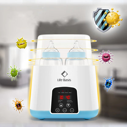 Automatic baby bottle warmer with multi-function heating and sterilizing capabilities