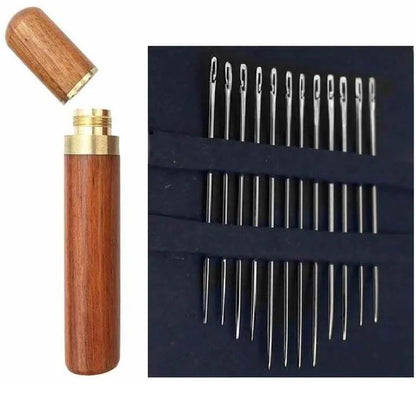 Dual-purpose blind sewing needle set for easy threading and sewing