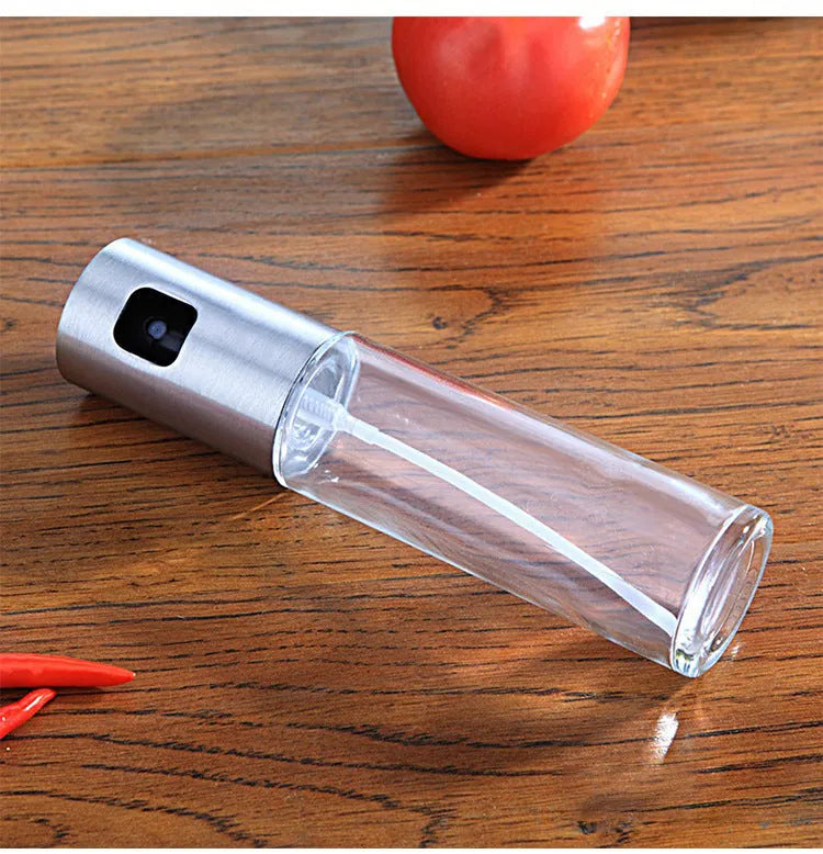 ABS and glass cooking oil spray bottle with push pump in gold, rose gold or silver