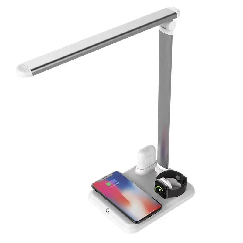 Versatile LED Desk Lamp with Wireless Charging Station - Adjustable arm, touch-sensitive controls, and multiple charging capabilities
