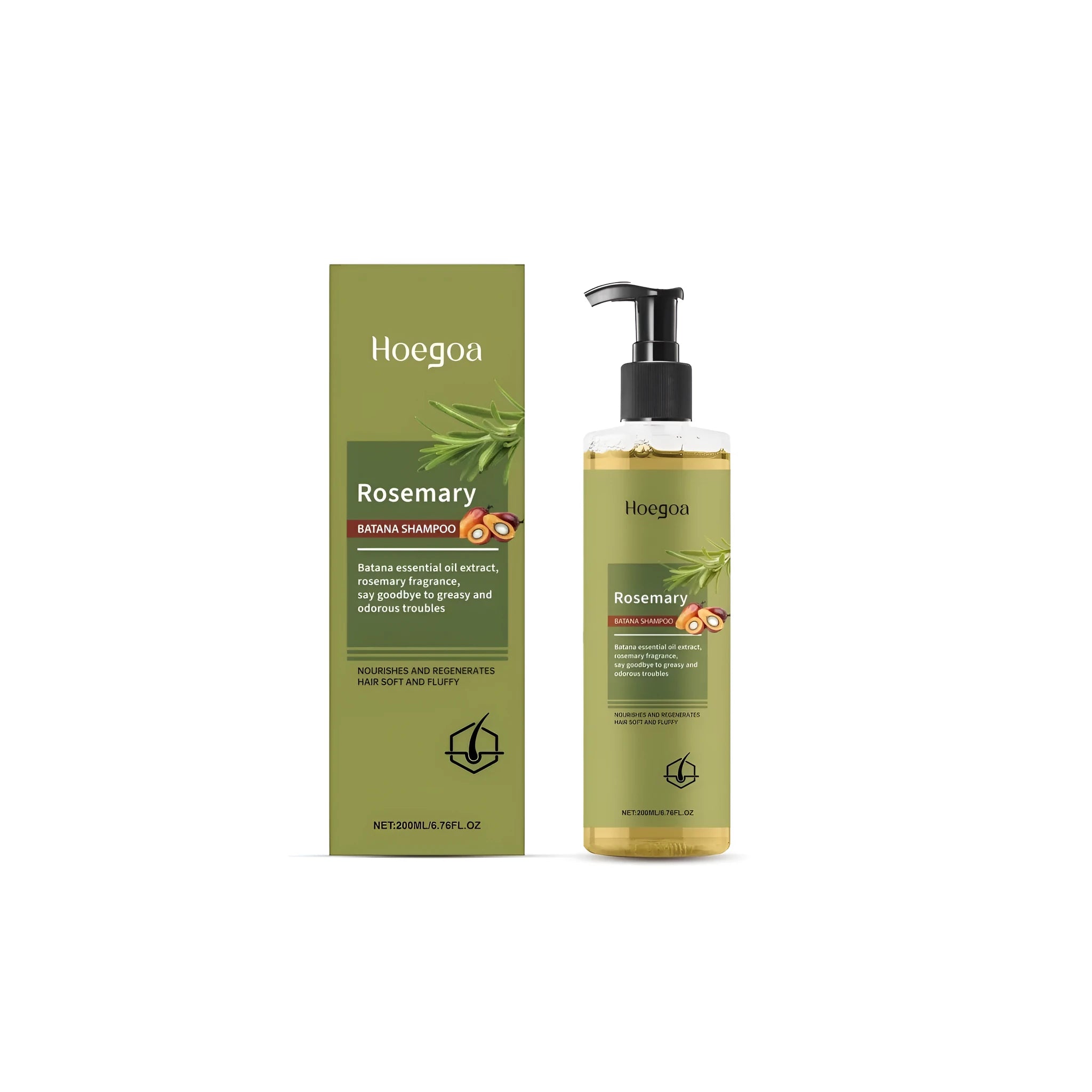 200ml rosemary hair growth shampoo bottle with botanical extract formulation