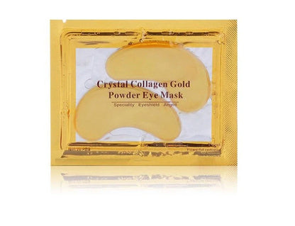 Gold crystal collagen eye patches applied under eyes for dark circle and fine line treatment