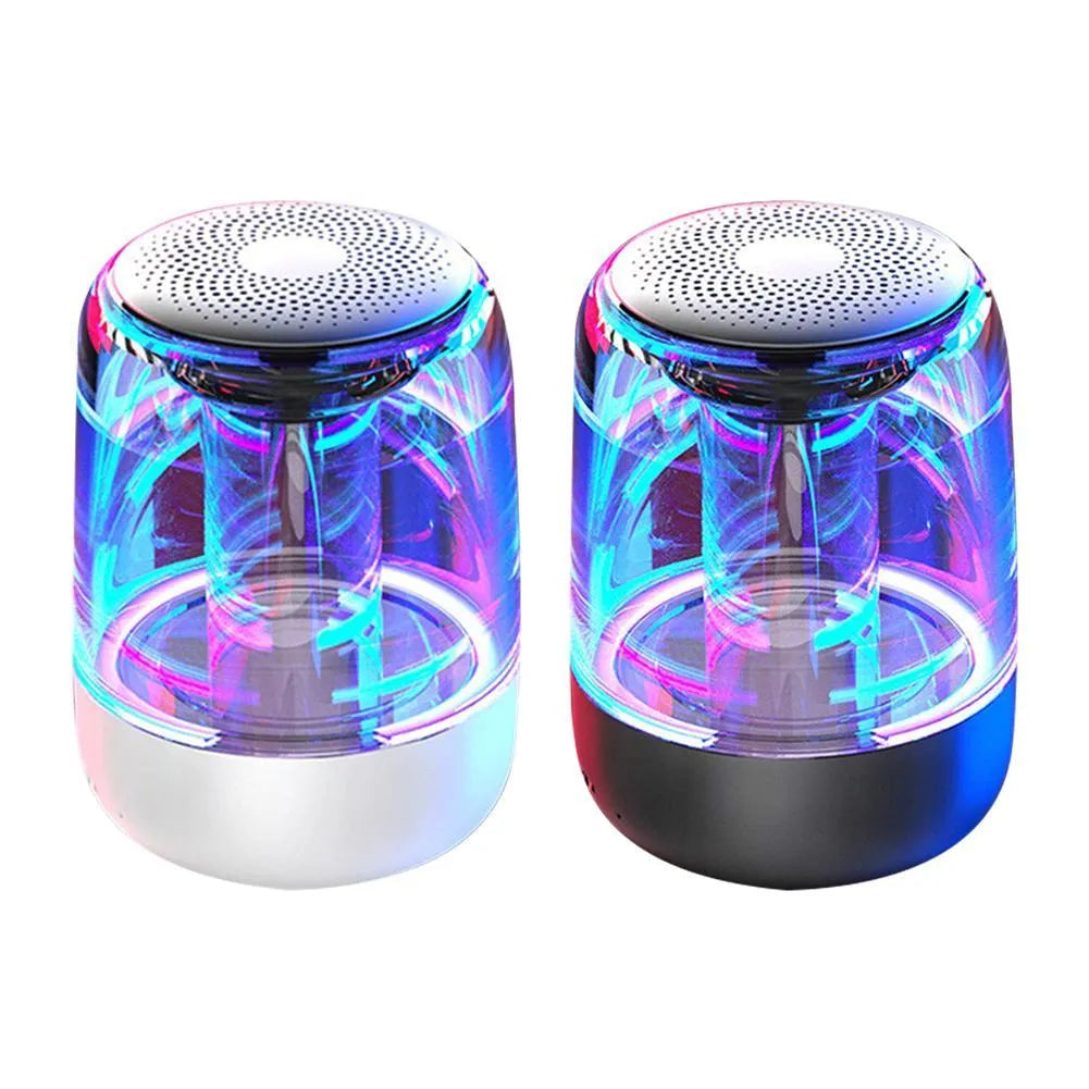 C7 portable Bluetooth speaker with powerful bass and variable color LED light in black