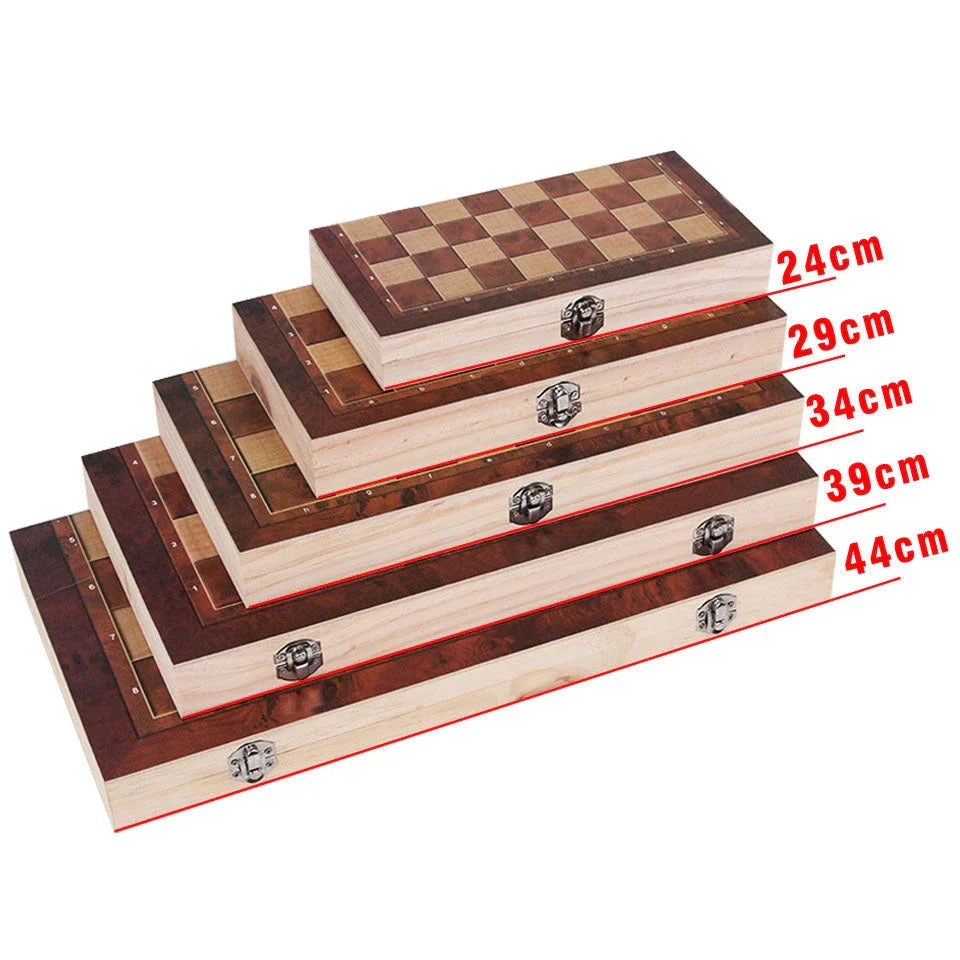 Premium 3-in-1 Chess, Checkers, and Backgammon game set made of high-quality timber, perfect for Kiwi families and friends