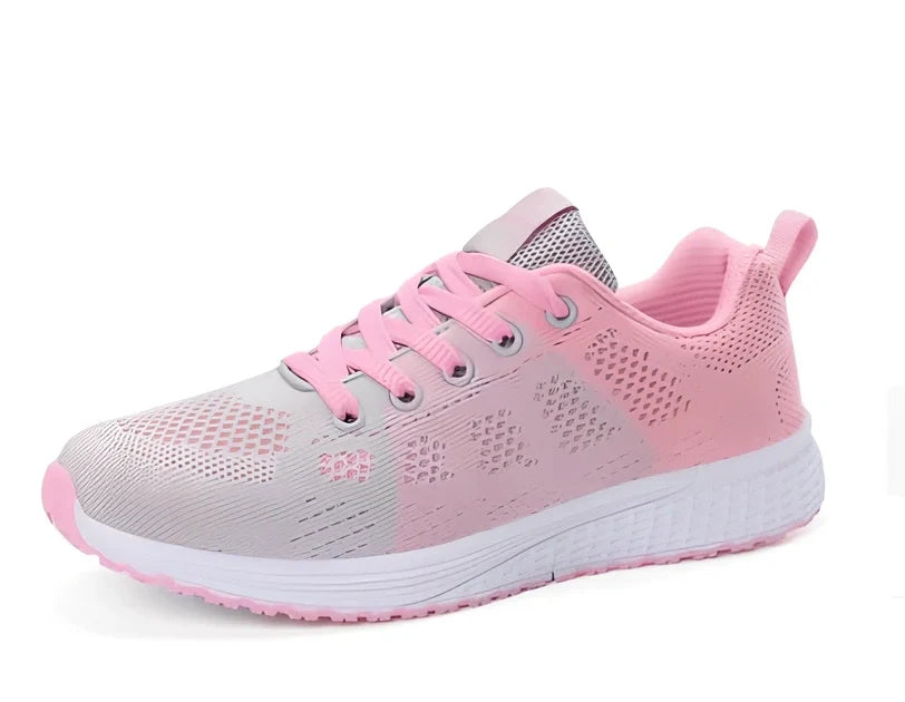 Breathable black mesh sports shoes for female students, flat heel, MD sole, UK size 3-6 range