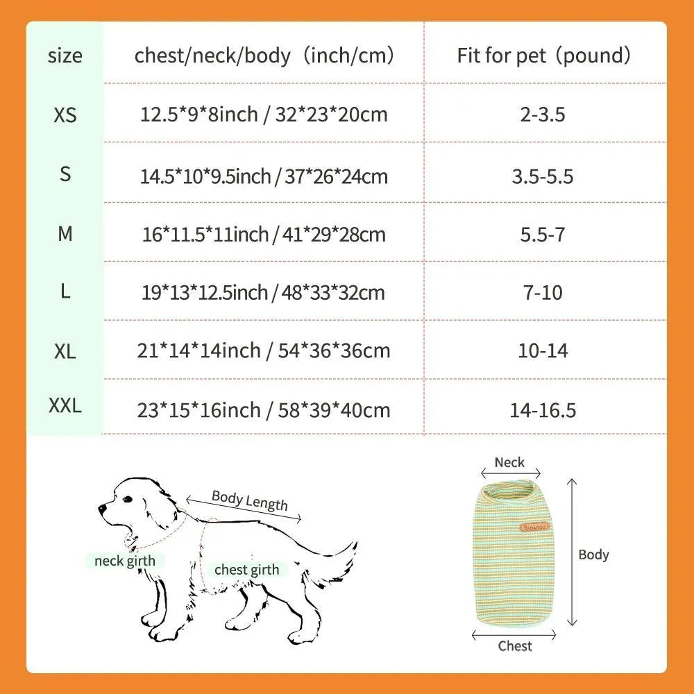Cotton dog cooling vest for small medium breeds Chihuahua York in T-shirt style
