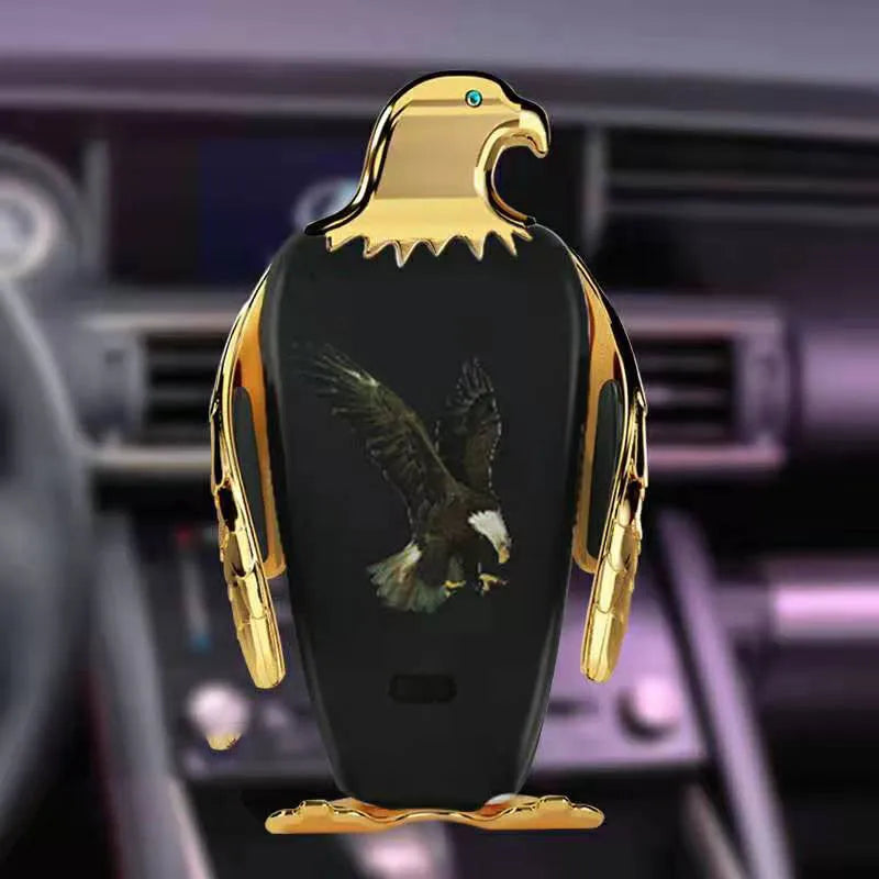 Wireless charging car phone holder with suction cup mount in black gold colour option