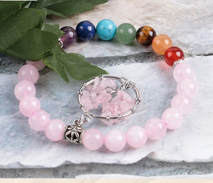 Crystal Beaded Bracelet with seven chakras design and powder crystal beads