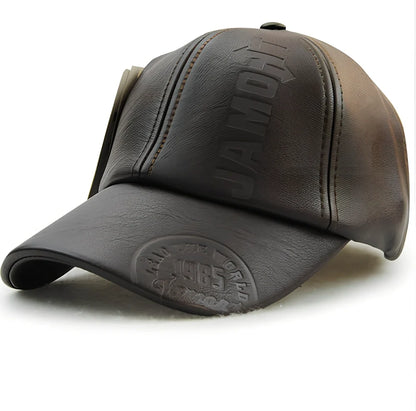 Autumn winter baseball cap in black with adjustable snapback, wool blend for outdoor use, 12 cm crown and 7 cm brim