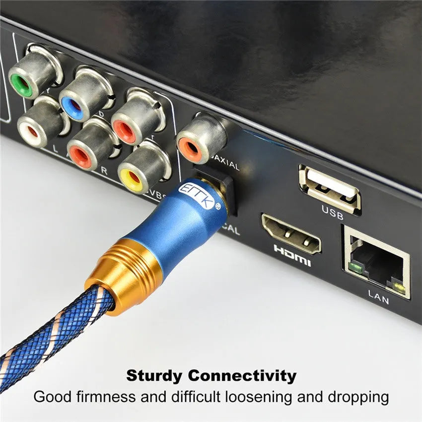 3 metre digital coaxial audio cable with gold-plated RCA connectors and blue screen sheath