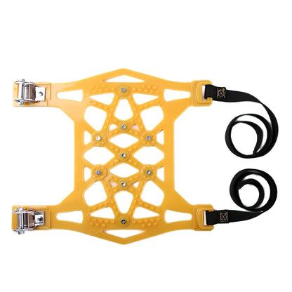Yellow 3-piece snow tire chains with stainless steel nails for 165-265mm tyres on icy road