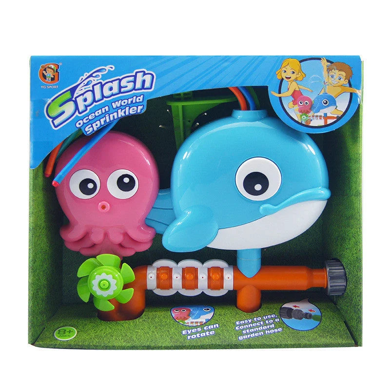 Cartoon sprinkler toy for babies with rotating water spray feature