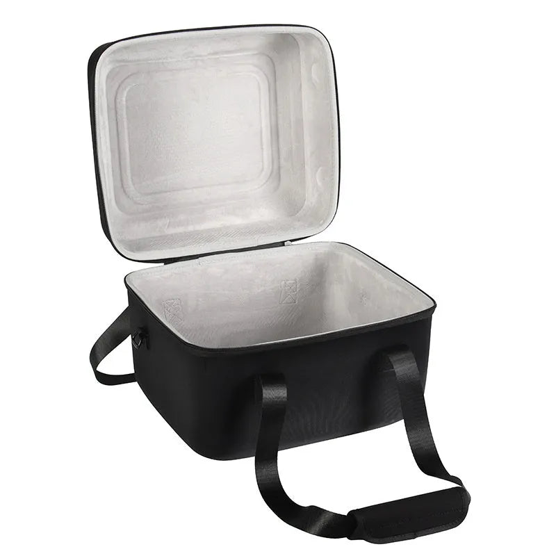 Bluetooth speaker audio storage bag in 600D Oxford cloth with interior gray, flat lay on surface