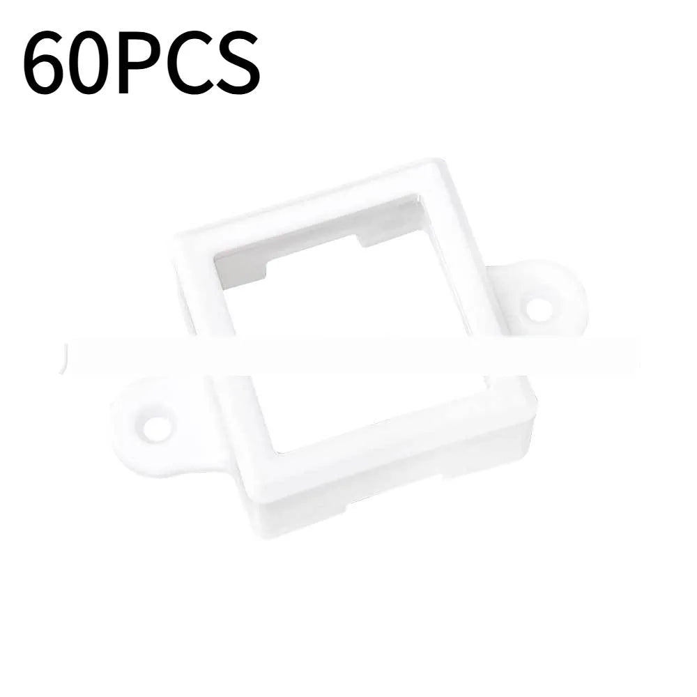 White plastic LED light protective cover with fixed bracket, dimensions 1.7cm by 6cm