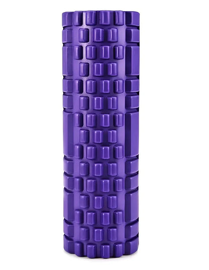 Blue EVA yoga foam roller 30cm long with massage points for muscle recovery