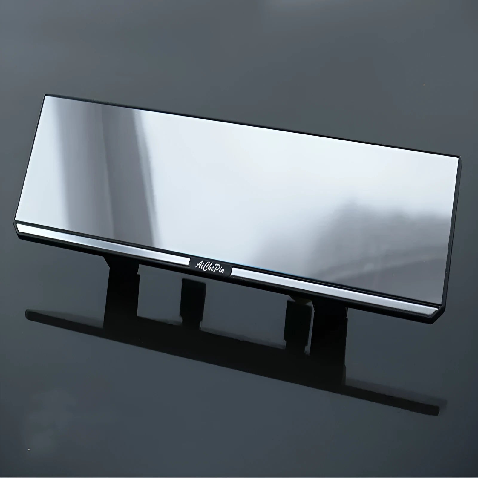 White ABS interior rearview mirror with high definition glass lens, 305x80mm, for cars