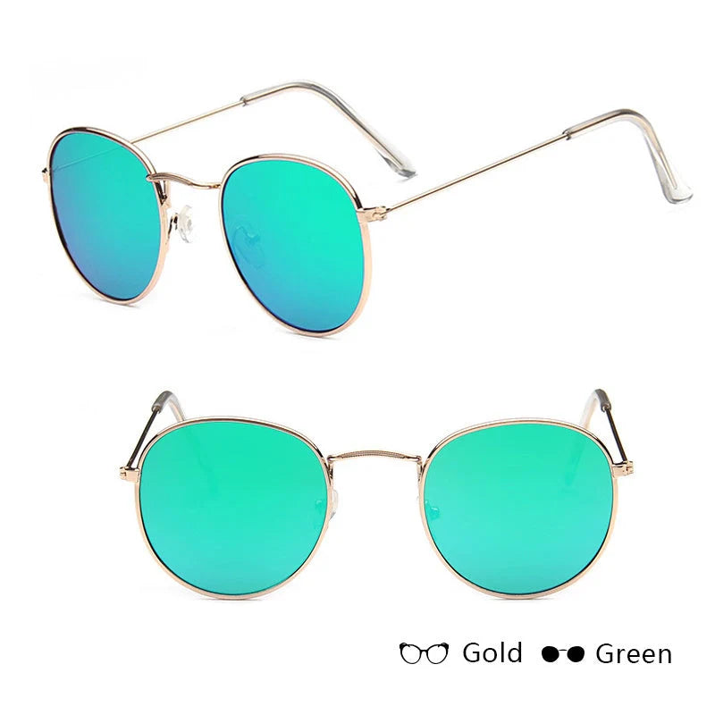 Women's retro sunglasses with metal frame and round design in various colours