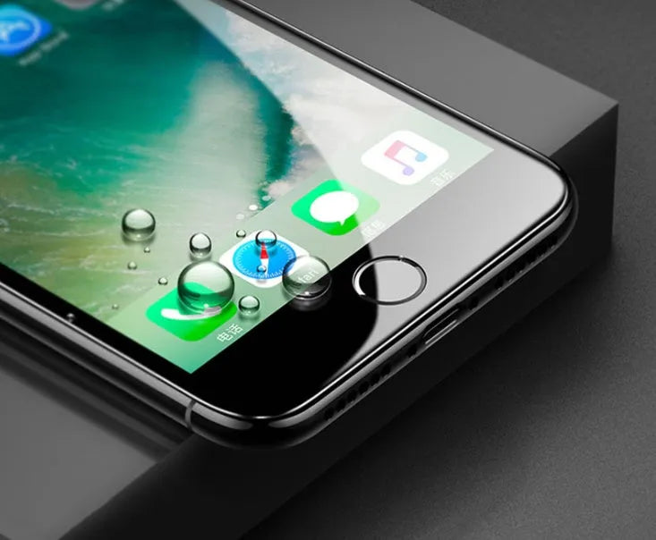 Tempered glass screen protector for iPhone X 8 7 6s Plus models in black and white options.