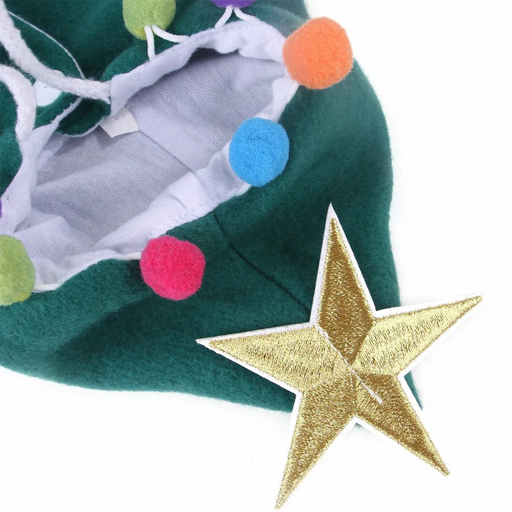 Green and red polar fleece pet Christmas cloak cape for cats, available in sizes S M and L