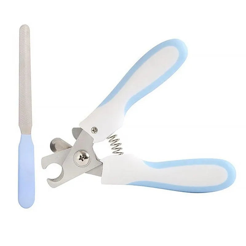 Cat dog nail claw clipper with sharp alloy blade and soft EVA handle in blue
