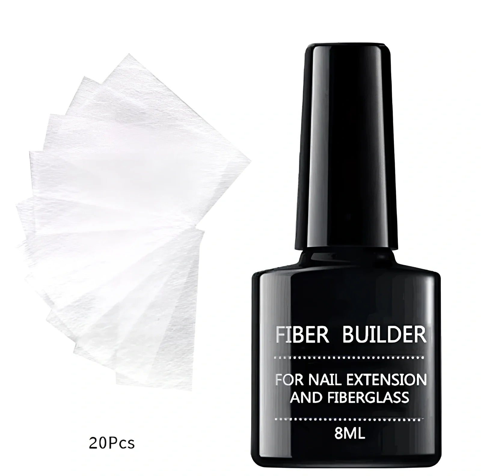 20 units silk fiberglass nail extension pieces 8cm x 4cm with 8ml glue and scrub file for UV DIY manicures