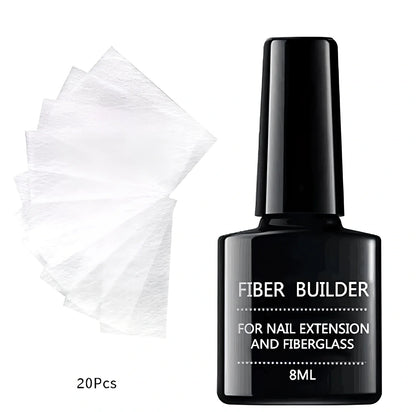 20 units silk fiberglass nail extension pieces 8cm x 4cm with 8ml glue and scrub file for UV DIY manicures