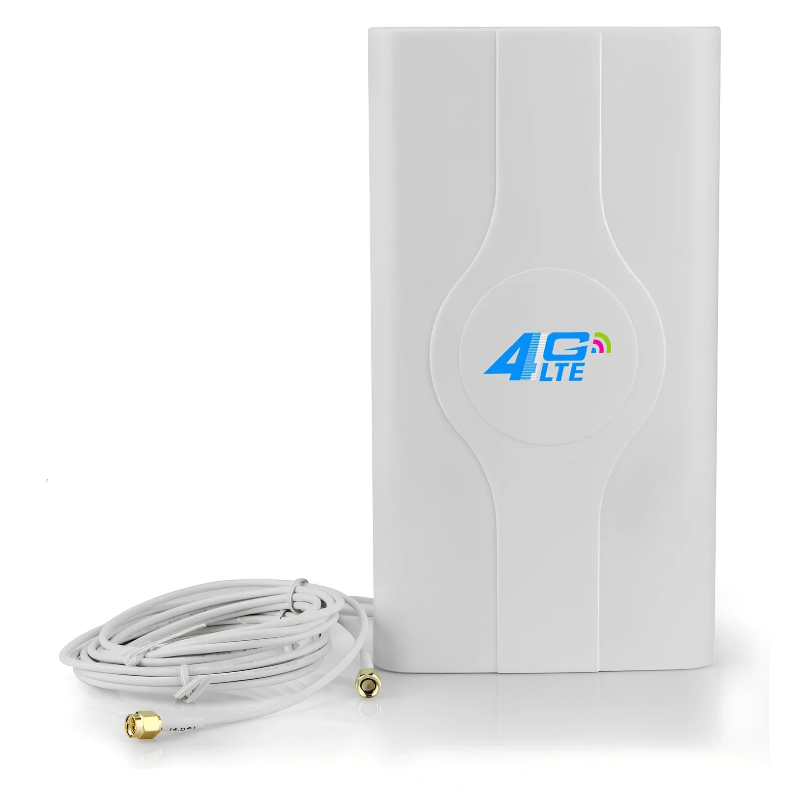 White B593B880 router antenna with 49 dB gain, 700-2700 MHz range, SMA/TS-9/CRC9 connectors for signal boost