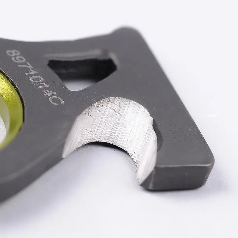 Portable emergency cutting tool made of 440 steel in black, 4.3 x 2.4 cm size with sharp cutting rope