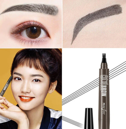 Waterproof Sweatproof Eyebrow Pencil with four-tip design for natural-looking eyebrows