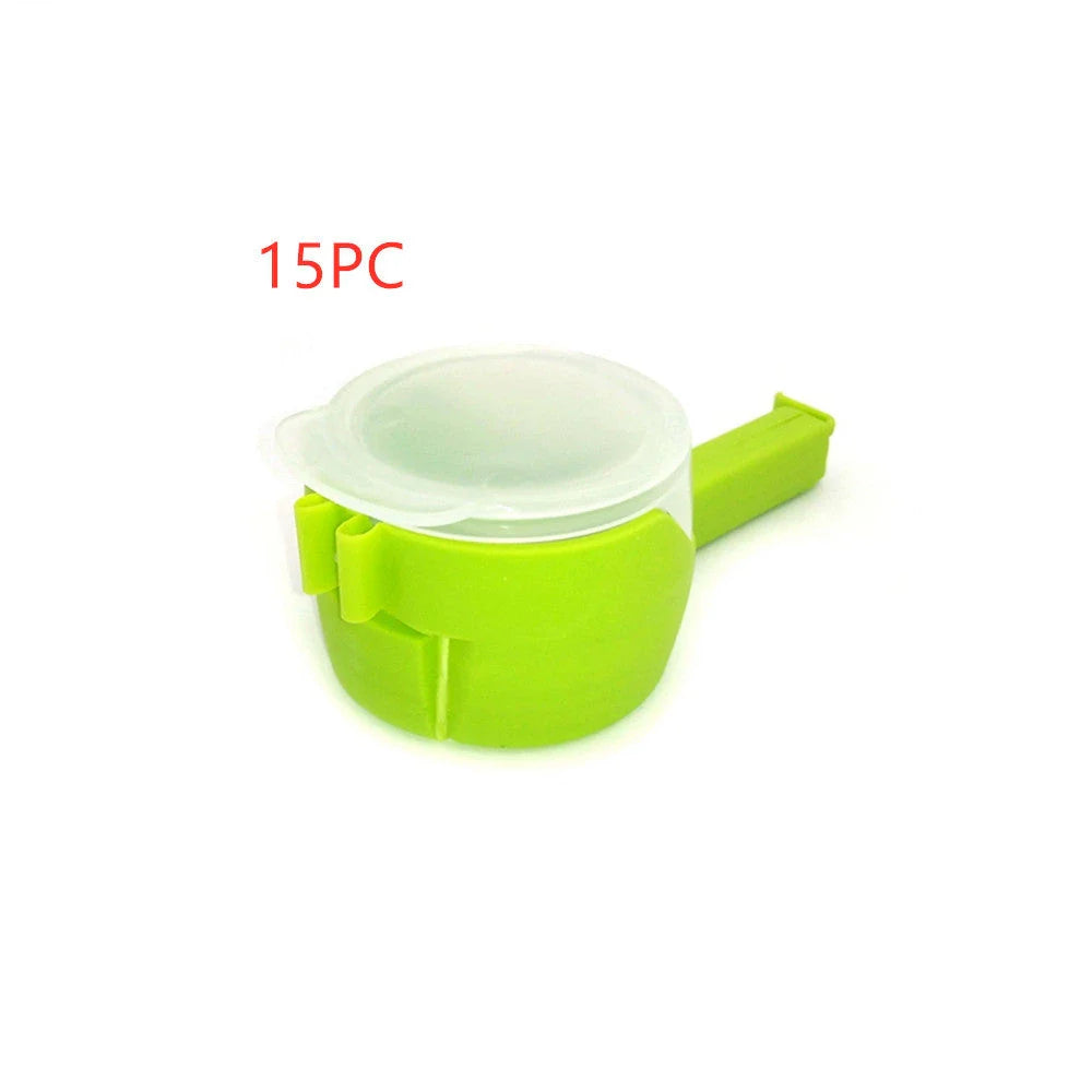 Versatile food clips in a range of colours, featuring airtight sealing and a convenient pour spout