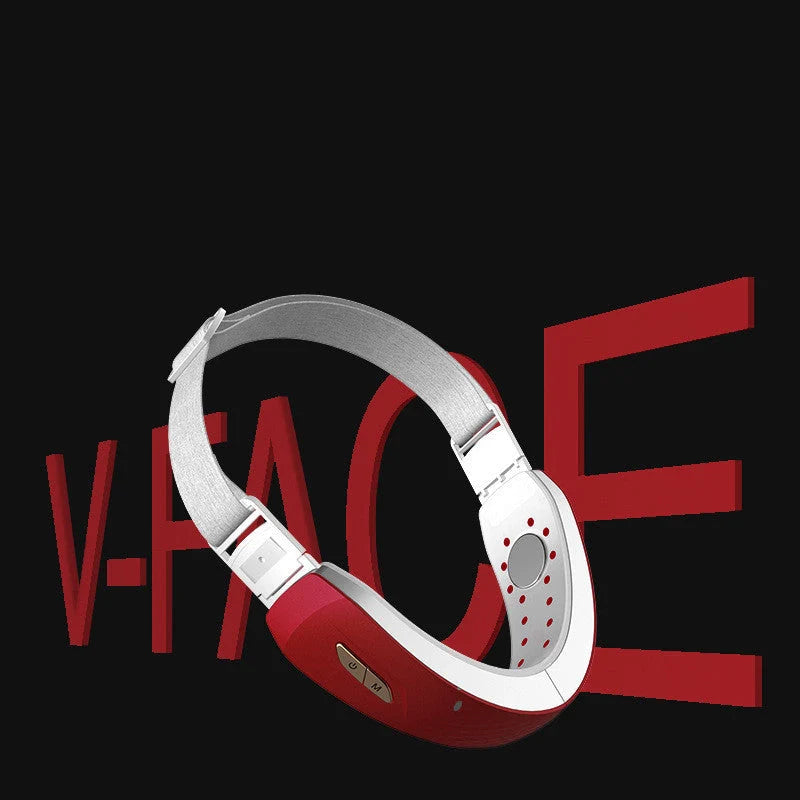 LED Photon Therapy V-shaped Slimming Facial Massager in pearl white and wine red