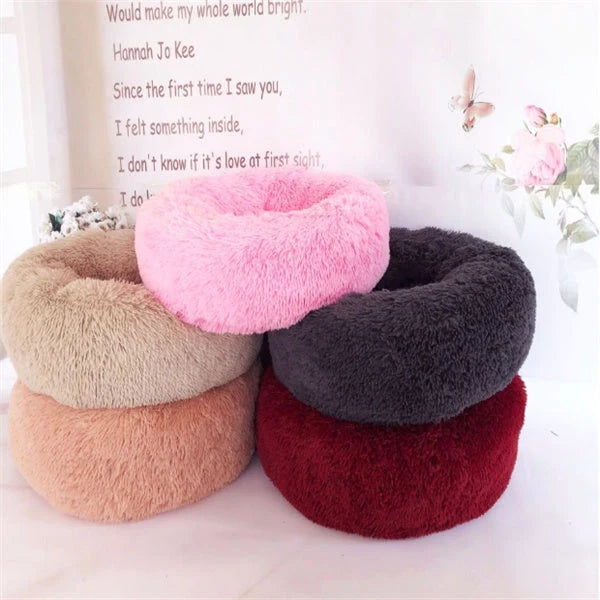 Round long hairy cat mattress in various colours and sizes for pet comfort