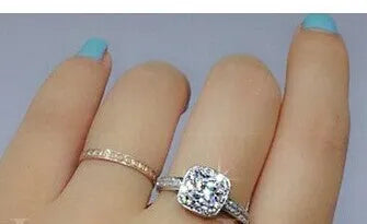 Real diamond ring 925 silver Korean edition white silver finish available in sizes 5 to 8