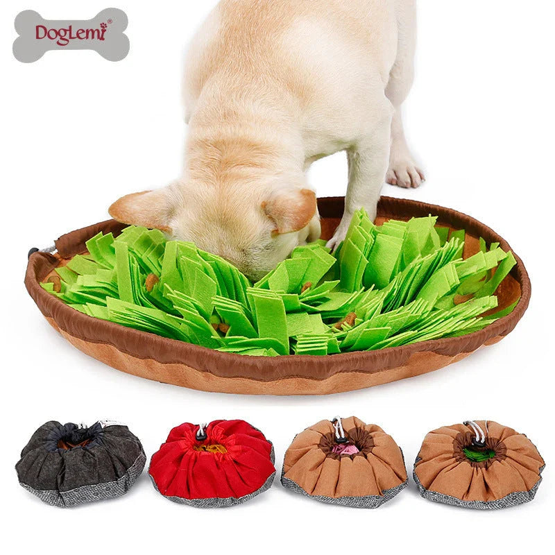 Durable felt cloth pet sniffing mat for dogs, includes storage bowl
