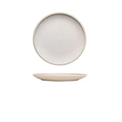 10-inch blue matte ceramic dinner plate with sesame point glaze finish