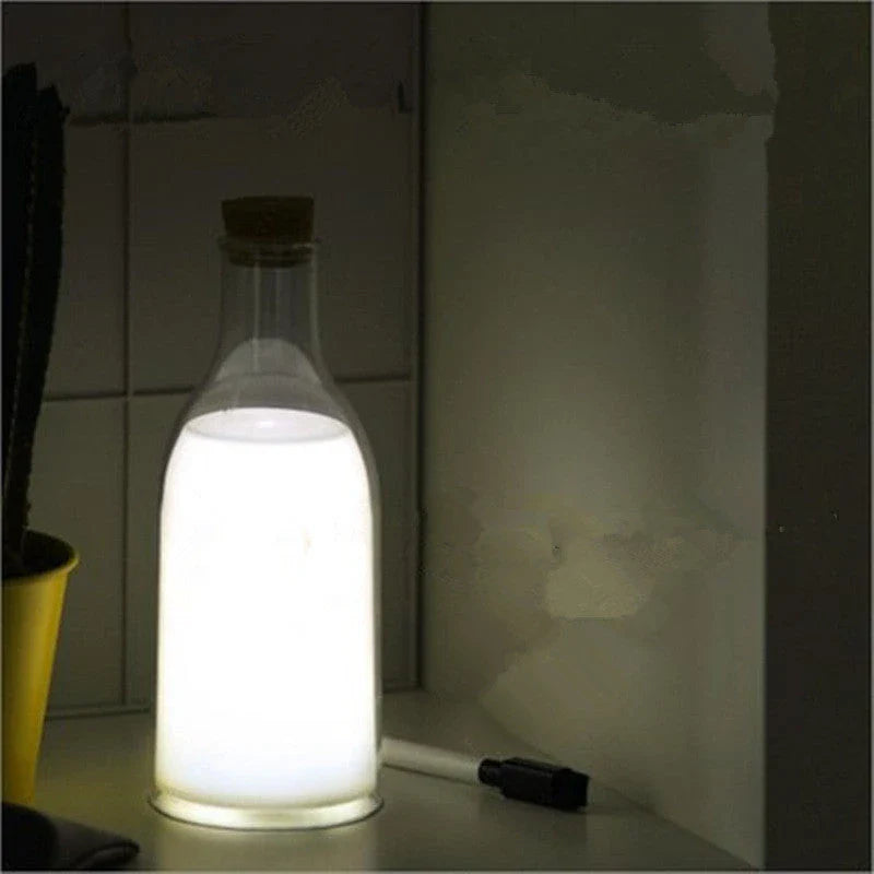 Milk bottle-shaped USB charging LED nightlight lamp in white
