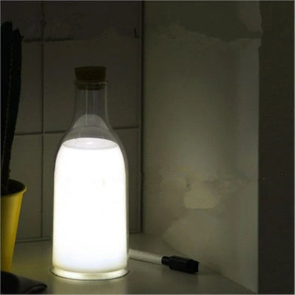 Milk bottle-shaped USB charging LED nightlight lamp in white